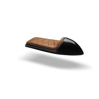 Selle café racer noir cuir marron